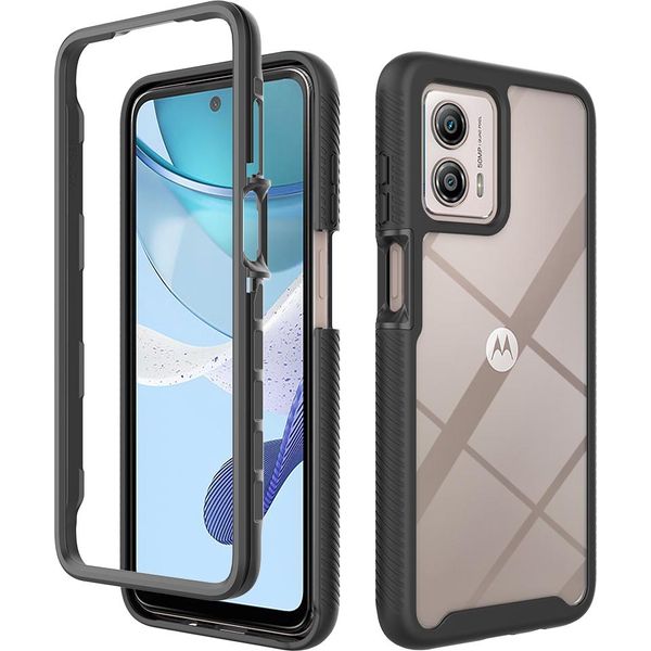 Moto G53 Case, Hybrid Trasparente Posteriore Tpu Bumper Antiurto Custodia Protettiva Per Motorola Moto G53 Nero-image
