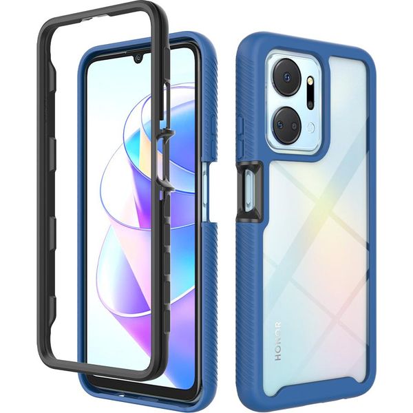 Honor X7A Case, Hybrid Transparent Back Cover, Rugged Tpu Bumper, Custodia Antiurto Per Honor X7A Blu Scuro-image
