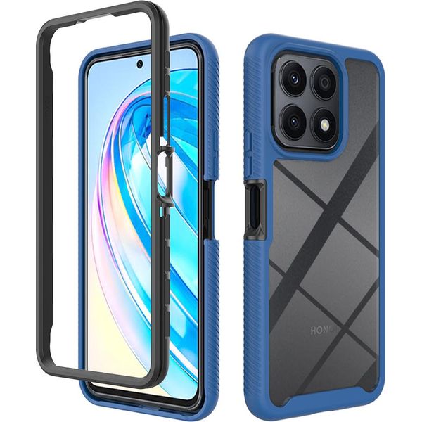 Honor X8A Case, Hybrid Transparent Back Cover, Rugged Tpu Bumper, Custodia Antiurto Per Honor X8A Blu Scuro-image