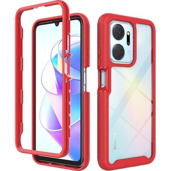 Honor X7A Case, Hybrid Transparent Back Tpu Bumper Custodia Protettiva Antiurto Per Honor X7A Red-image