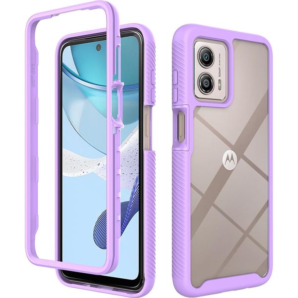Custodia Moto G53, Copertura Posteriore Trasparente Ibrida, Robusto Paraurti In Tpu, Custodia Antiurto Per Motorola Moto G53 Viola-image