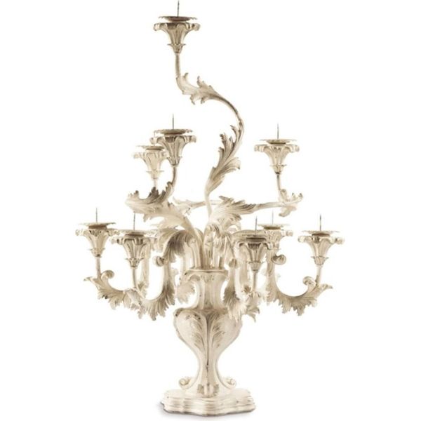 Casa Padrino Candeliere Barocco Bianco/Grigio Ø 53 X H. 75 Cm - Magnifico Candeliere In Stile Barocco - Accessori Per La Decorazione In Stile Barocco - Qualità - Italy-image