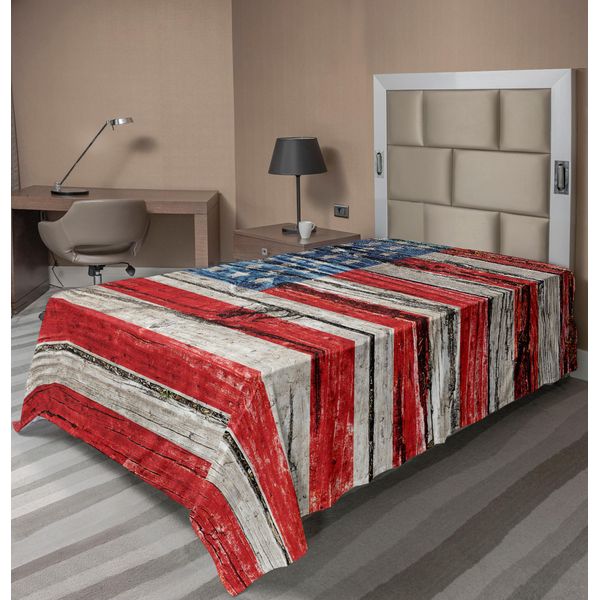 Abakuhaus Usa Lenzuolo, Quarto Di Luglio, Giorno Dell'indipendenza, Dipinto Su Pannello Di Legno, Immagine Libertà, Morbido E Confortevole Lenzuolo Superiore Per Un Letto Decorativo, 1 Pezzo, 190 Cm X 100 Cm, Beige, Blu, Rosso-image