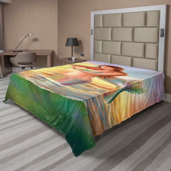 Abakuhaus Lenzuolo A Sirena, Violino Al Tramonto, Stampa Colorata Con Disegno Realistico, Lenzuolo Morbido E Confortevole Per Un Letto Decorativo, 1 Pezzo, 260 Cm X 228 Cm, Multicolore-image