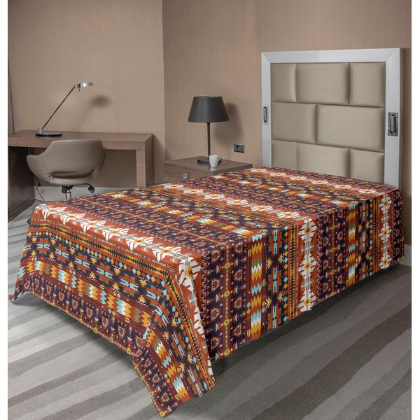 Abakuhaus Lenzuolo Colorato, Motivo Geometrico Astratto Azteco Con Stampa A Frecce, Lenzuolo Morbido E Confortevole Per Un Letto Decorativo 1 Pezzo 190 Cm X 100 Cm, Multicolore-image