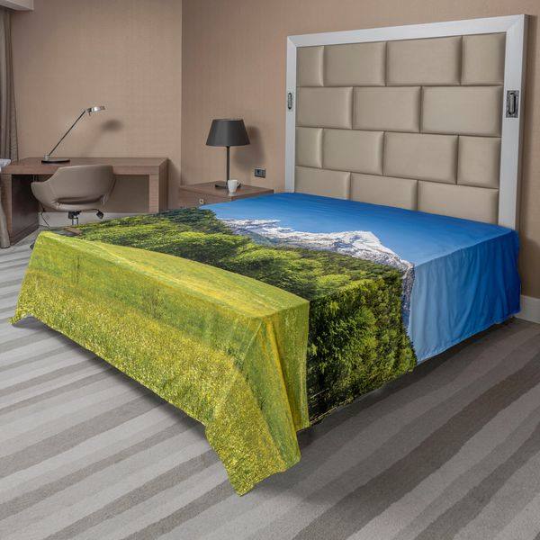 Abakuhaus Germania Lenzuolo, Villaggio Alpino Bavarese Di Berchtesgaden E Watzmann Germania, Lenzuolo Superiore Morbido E Confortevole Per Un Letto Decorativo 1 Pezzo 266 Cm X 260 Cm, Verde Verde Felce-image