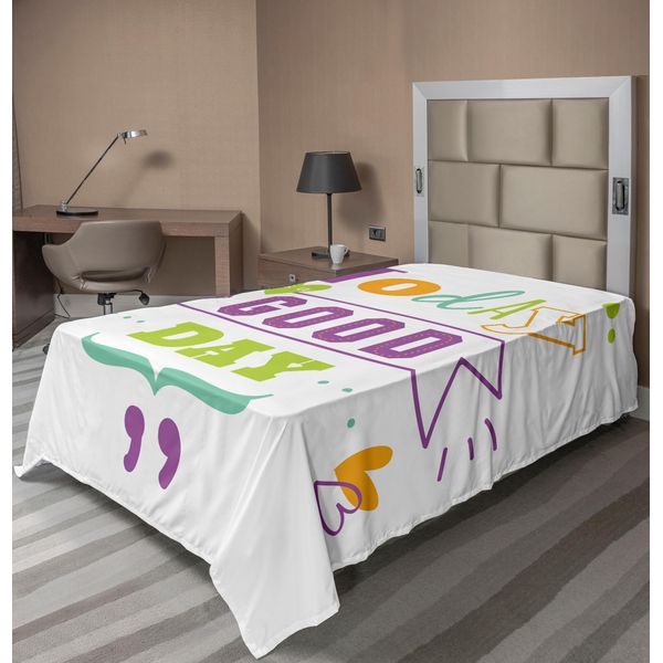 Abakuhaus Lenzuolo Con Proverbio, "Today Is A Good Day"" Oggi Sarà Una Bella Giornata Citazione Positiva Stampata In Digitale, Lenzuolo Morbido E Confortevole Per Un Letto Decorativo 1 Pezzo 190 Cm X 100 Cm, Multicolore"-image
