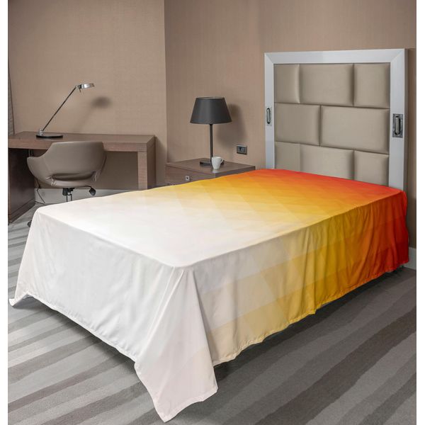 Abakuhaus Lenzuolo Geometrico, Forma Triangolare Geometrica Stile Retrò Moderno Con Stampa Digitale, Lenzuolo Morbido E Confortevole Per Un Letto Decorativo 1 Pezzo 260 Cm X 168 Cm, Arancione Crema Giallo-image