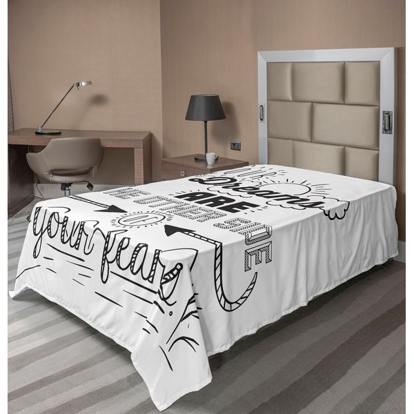 Abakuhaus Lenzuolo Con Proverbio, "I Tuoi Sogni Sono L'altra Faccia Delle Tue Paure"" I Tuoi Sogni Riflettono Le Tue Paure Stampa, Lenzuolo Morbido E Confortevole Per Un Letto Decorativo 1 Pezzo 190 Cm X 100 Cm, Bianco Nero"-image