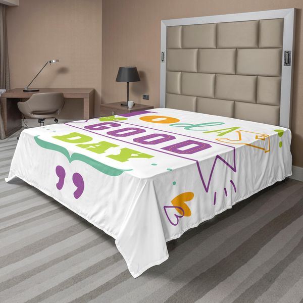 Abakuhaus Lenzuolo Con Proverbio, "Today Is A Good Day"" Oggi Sarà Una Bella Giornata Citazione Positiva Stampata In Digitale, Lenzuolo Morbido E Confortevole Per Un Letto Decorativo 1 Pezzo 244 Cm X 205 Cm, Multicolore"-image