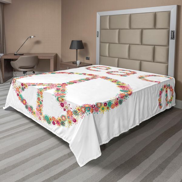 Abakuhaus Fantastico Lenzuolo, Simbolo Di Pacifismo Con Fiori Selvatici In Estate Attività Stampa Artistica, Lenzuolo Morbido E Confortevole Per Un Letto Decorativo 1 Pezzo 244 Cm X 205 Cm, Multicolore-image