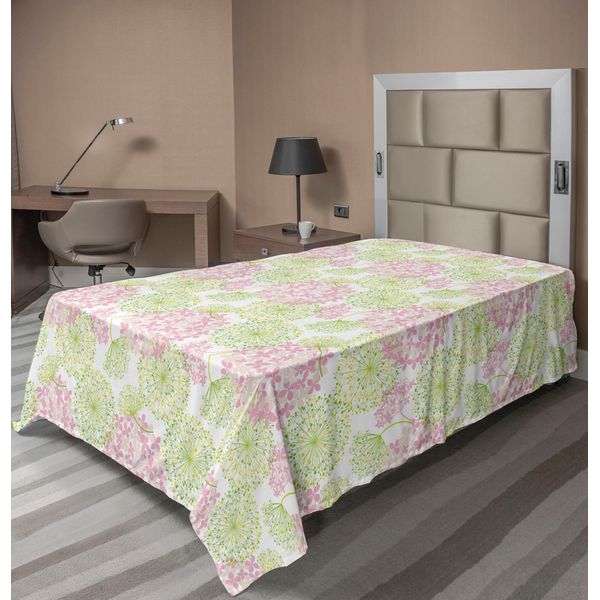 Abakuhaus Lenzuolo Con Fiori, Denti Di Leone, Fiori Botanici, Allegria, Felicità, Illustrazione Classica, Lenzuolo Morbido E Confortevole Per Un Letto Decorativo, 1 Pezzo, 190 Cm X 100 Cm, Verde, Rosa Pallido, Bianco-image