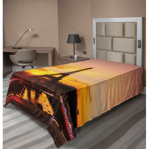 Abakuhaus Lenzuolo Torre Eiffel, Vista Della Torre Eiffel All'alba, Monumento Di Parigi Panoramico, Lenzuolo Morbido E Confortevole Per Un Letto Decorativo, 1 Pezzo, 260 Cm X 168 Cm, Calendula Marrone, Rosa Cipria-image