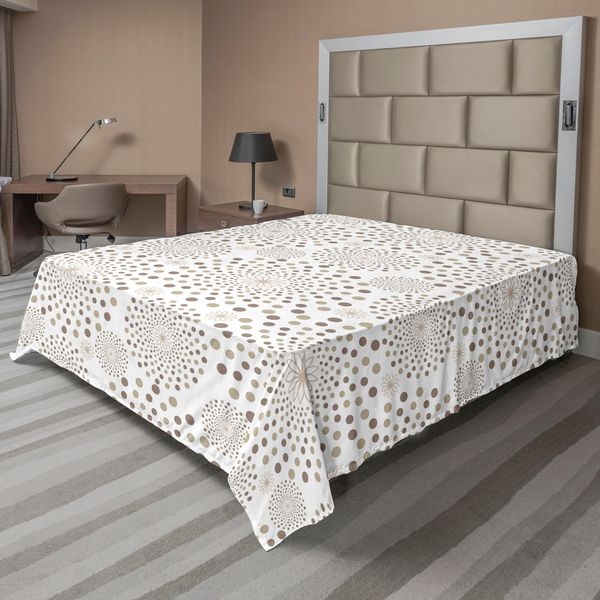 Abakuhaus Lenzuolo Geometrico, Motivo Floreale Geometrico, Motivo Monocromatico, Nostalgia Classica, Cerchi, Lenzuolo Morbido E Confortevole Per Un Letto Decorativo, 1 Pezzo, 266 Cm X 260 Cm, Warm Taupe Cocoa-image