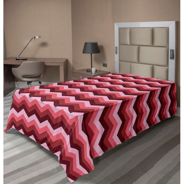Abakuhaus Lenzuolo Angolare, Motivo Decorativo Zig Zag Colorato, Simmetria Moderna, Tema Femminile, Lenzuolo Superiore Morbido E Confortevole Per Un Letto Decorativo, 1 Pezzo, 260 Cm X 168 Cm, Bordeaux Rubino Corallo-image