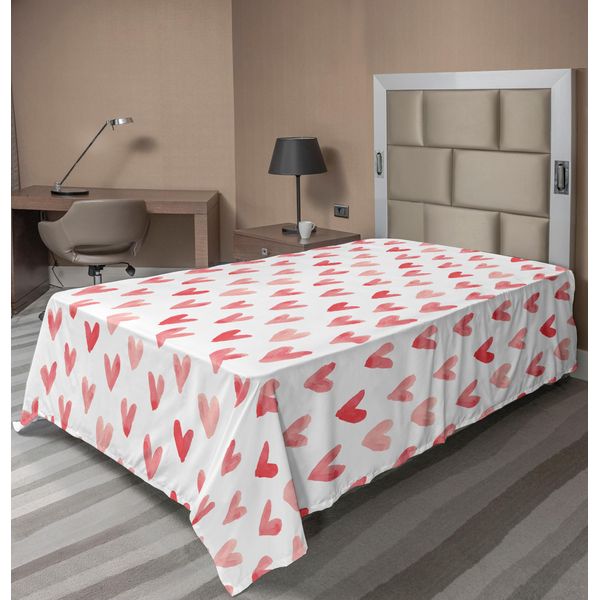 Abakuhaus Lenzuolo D'amore, Cuore Retrò Dipinto Decorativo, Forma Semplice, Design Minimalista, Grafica, Lenzuolo Morbido E Confortevole Per Un Letto Decorativo, 1 Pezzo, 190 Cm X 100 Cm, Corallo Scuro Bianco-image