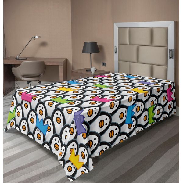 Abakuhaus Lenzuolo Con Animali Marini, Pinguini, Cappelli Colorati, Corone, Pinguini Al Polo Sud Come Stampa, Lenzuolo Morbido E Confortevole Per Un Letto Decorativo 1 Pezzo 260 Cm X 168 Cm, Multicolore-image