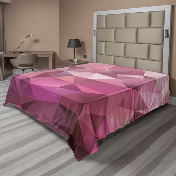 Abakuhaus Lenzuolo Astratto, Triangolo, Intrattenimento, Forma Geometrica, Illustrazione Monocromatica, Lenzuolo Superiore Morbido E Confortevole Per Un Letto Decorativo, 1 Pezzo, 244 Cm X 205 Cm, Rosa Rosa Rosa Essiccato-image