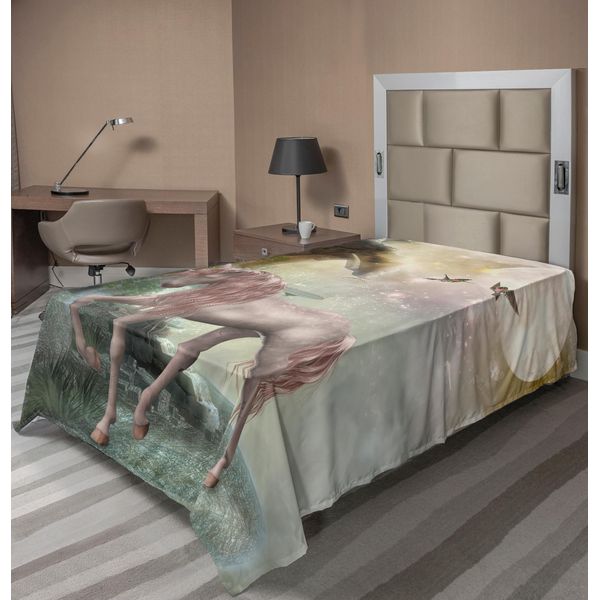 Abakuhaus Lenzuolo Colibrì, Motivo Uccelli Su Sfondo Floreale, Giardino Primaverile, Ali Artistiche, Lenzuolo Morbido E Confortevole Per Un Letto Decorativo, 1 Pezzo, 190 Cm X 100 Cm, Multicolore-image
