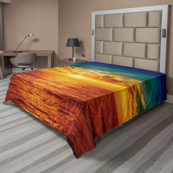Abakuhaus Lenzuolo Ocean, Tramonto, Nuvole, Mare Esotico Con Raggi Di Sole, Vista Serale, Stampa, Lenzuolo Morbido E Confortevole Per Un Letto Decorativo, 1 Pezzo, 266 Cm X 260 Cm, Multicolore-image