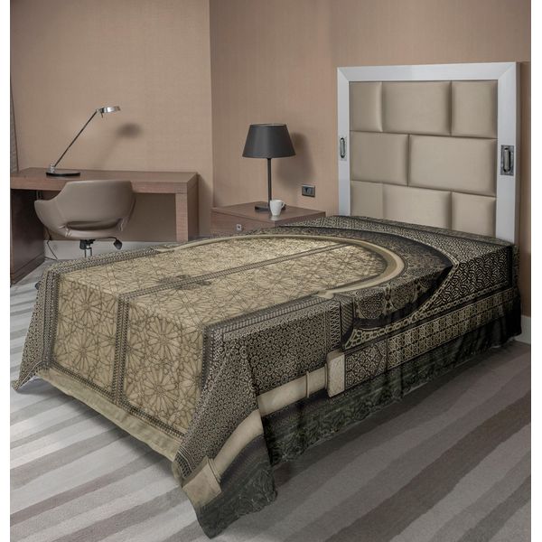 Abakuhaus Lenzuolo Marocchino, Motivo Geometrico Simmetrico Orientale, Lenzuolo Morbido E Confortevole Per Un Letto Decorativo 1 Pezzo 190 Cm X 100 Cm, Nero Seppia-image