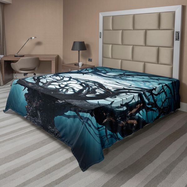 Abakuhaus Lenzuolo Mystiker, Grande Albero Mistico Con Grandi Spine, Stampa Illustrativa, Lenzuolo Morbido E Confortevole Per Un Letto Decorativo, 1 Pezzo, 244 Cm X 205 Cm, Bianco Verde Acqua-image