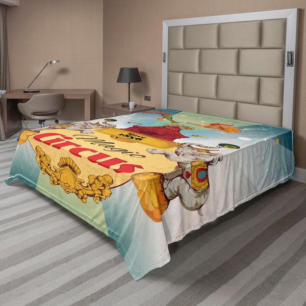 Abakuhaus Lenzuolo Da Letto Circus, Spettacolo Magico Sotto Il Tendone Del Circo, Comunicazione, Arte Vintage, Acrobata Aereo, Performance Acrobatica, Lenzuolo Morbido E Confortevole Per Un Letto Decorativo, 1 Pezzo, 260 Cm X 228 Cm, Multicolore-image