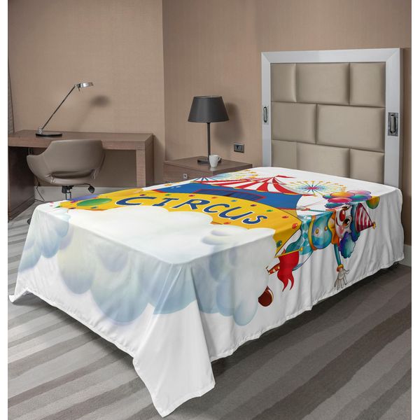Abakuhaus Lenzuolo Da Letto Circus, Illustrazione Di Un Circo Con Nuvole, Fuochi D'artificio, Intrattenitori E Spettacolo Teatrale, Morbido E Confortevole Lenzuolo Superiore Per Un Letto Decorativo, 1 Pezzo, 260 Cm X 168 Cm, Multicolore-image