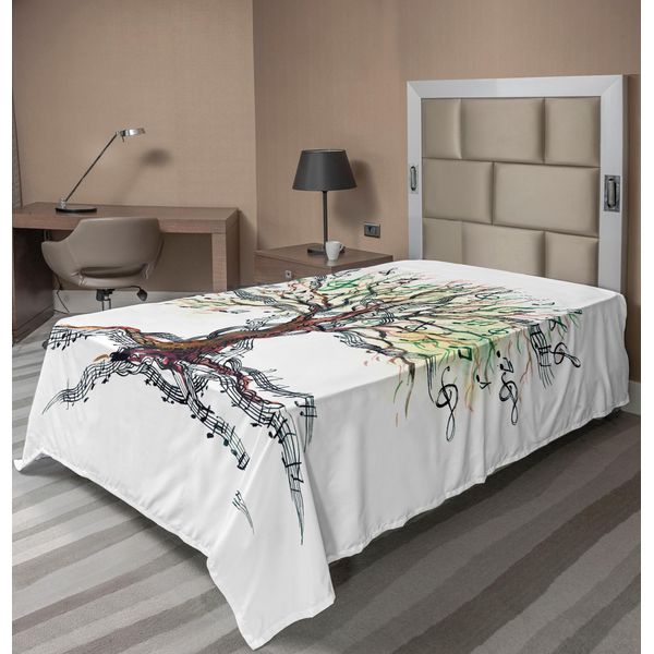 Abakuhaus Lenzuolo Musicale, Albero Musicale, Chiave Musicale Autunnale, Foglia, Design Creativo, Lenzuolo Superiore Morbido E Confortevole Per Un Letto Decorativo, 1 Pezzo, 190 Cm X 100 Cm, Multicolore-image