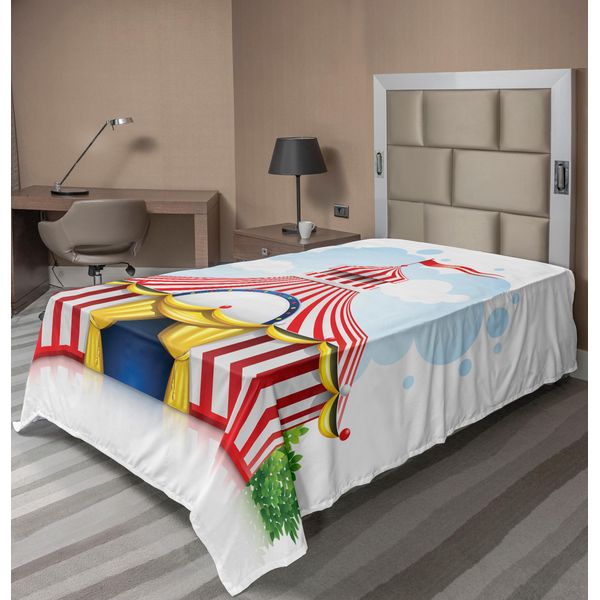 Abakuhaus Lenzuolo Da Letto Circus, Tenda Da Circo A Strisce Con Bandiere, Grafica Festiva, Tempo Libero, Divertimento, Lenzuolo Morbido E Confortevole Per Un Letto Decorativo, 1 Pezzo, 190 Cm X 100 Cm, Multicolore-image