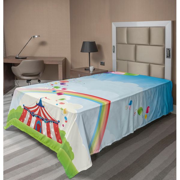 Abakuhaus Lenzuolo Da Letto Circus, Arcobaleno Circense E Palloncini Colorati Tema Libertà Festival Itinerante Cloudscape, Lenzuolo Morbido E Confortevole Per Un Letto Decorativo 1 Pezzo 190 Cm X 100 Cm, Multicolore-image