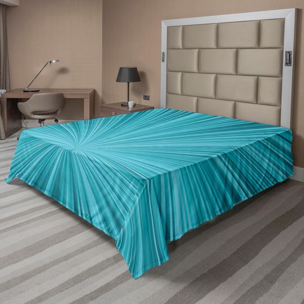 Abakuhaus Lenzuolo Teal, Disegno Astratto A Vortice Con Grafica Stilizzata Monocromatica Che Raffigura Fuochi D'artificio, Lenzuolo Morbido E Confortevole Per Un Letto Decorativo 1 Pezzo 275 Cm X 260 Cm, Turchese Teal-image