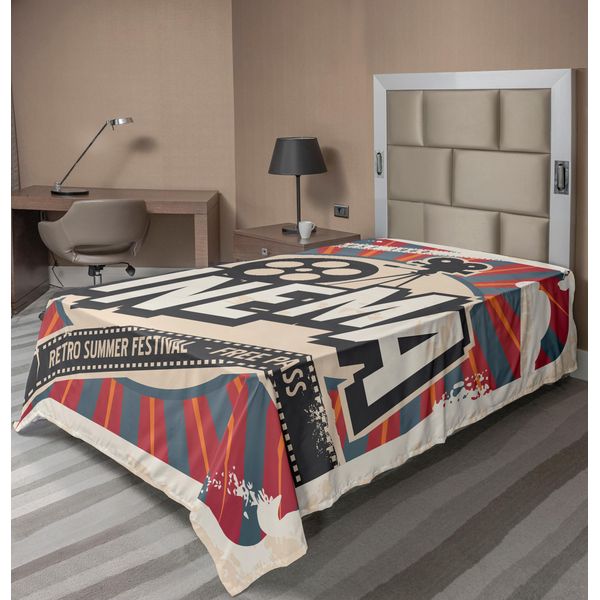 Abakuhaus Lenzuolo Vintage, Stampa Con Tema Cinema Retrò, Texture Carta Vintage, Immagini Di Star Di Hollywood, Lenzuolo Morbido E Confortevole Per Un Letto Decorativo, 1 Pezzo, 190 Cm X 100 Cm, Marrone, Ecru, Grigio-image