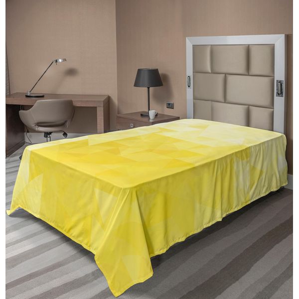 Abakuhaus Lenzuolo Giallo, Semplice Triangolo Sfumato Con Motivi Retrò A Mosaico Ondulati, Stampa Artistica, Lenzuolo Morbido E Confortevole Per Un Letto Decorativo, 1 Pezzo 260 Cm X 168 Cm, Giallo-image