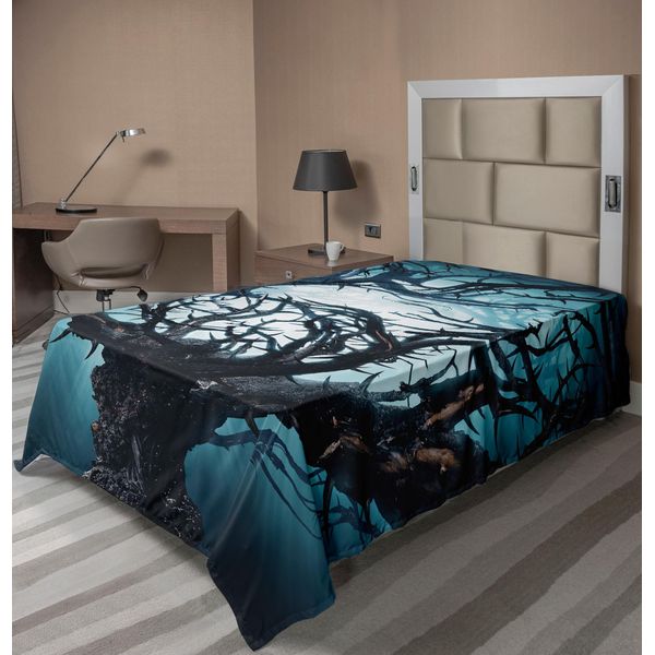 Abakuhaus Lenzuolo Mystiker, Grande Albero Mistico Con Grandi Spine, Stampa Illustrativa, Lenzuolo Morbido E Confortevole Per Un Letto Decorativo, 1 Pezzo, 190 Cm X 100 Cm, Verde Acqua Bianco-image