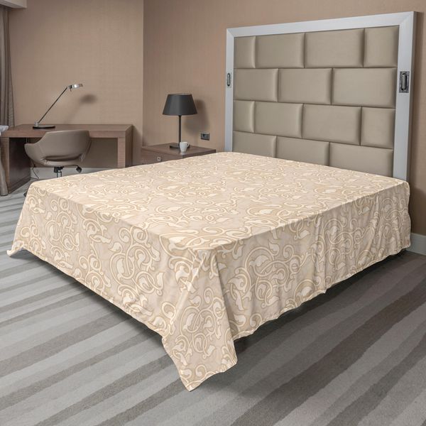 Abakuhaus Lenzuolo Beige, Motivo Variegato Con Semi E Fiori In Stile Antico, Motivo Orientale, Stampa Giardino Naturale, Lenzuolo Morbido E Confortevole Per Un Letto Decorativo, 1 Pezzo, 275 Cm X 260 Cm, Beige-image