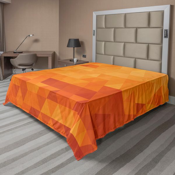 Abakuhaus Lenzuolo Arancione, Forme E Motivi A Mosaico Triangolari Con Stampa Digitale Astratta Effetto Pixel, Lenzuolo Morbido E Confortevole Per Un Letto Decorativo 1 Pezzo 244 Cm X 205 Cm, Arancione Bruciato-image