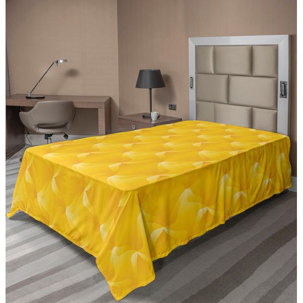 Abakuhaus Lenzuolo Giallo, Disegno Astratto, Linee Curve Sfumate, Motivi Variabili, Stampa Monocolore, Lenzuolo Morbido E Confortevole Per Un Letto Decorativo, 1 Pezzo, 190 Cm X 100 Cm, Giallo-image