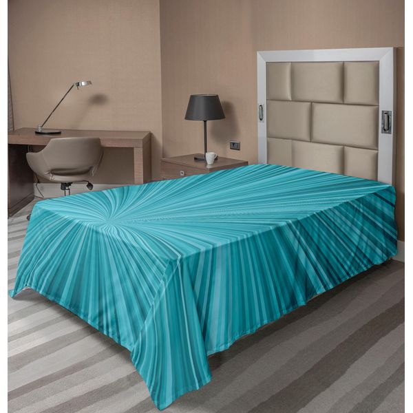 Abakuhaus Lenzuolo Teal, Disegno Astratto A Vortice Con Grafica Stilizzata Monocromatica Che Raffigura Fuochi D'artificio, Lenzuolo Morbido E Confortevole Per Un Letto Decorativo 1 Pezzo 260 Cm X 168 Cm, Turchese Teal-image