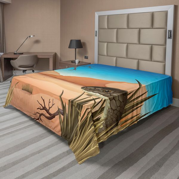 Abakuhaus Lenzuolo Reptile, Serpente Scontroso, Deserto Tropicale Erba Natura Veleno Vita Selvaggia Stampa, Morbido E Confortevole Lenzuolo Superiore Per Un Letto Decorativo 1 Pezzo 266 Cm X 260 Cm, Multicolore-image