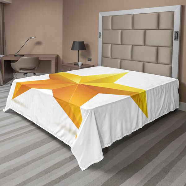 Abakuhaus Lenzuolo Giallo, Stella Singola Su Sfondo Normale, Stampa Natalizia, Lenzuolo Morbido E Confortevole Per Un Letto Decorativo, 1 Pezzo, 244 Cm X 205 Cm, Giallo E Bianco-image
