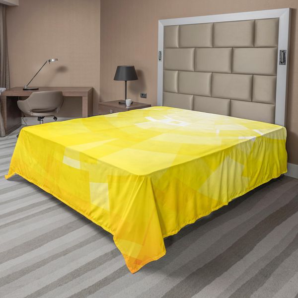 Abakuhaus Lenzuolo Giallo, Motivo Moderno A Mosaico Circolare Pixel Digitale Caratterizzato Dal Design Grafico Illustrativo, Lenzuolo Morbido E Confortevole Per Un Letto Decorativo 1 Pezzo 244 Cm X 205 Cm, Giallo-image