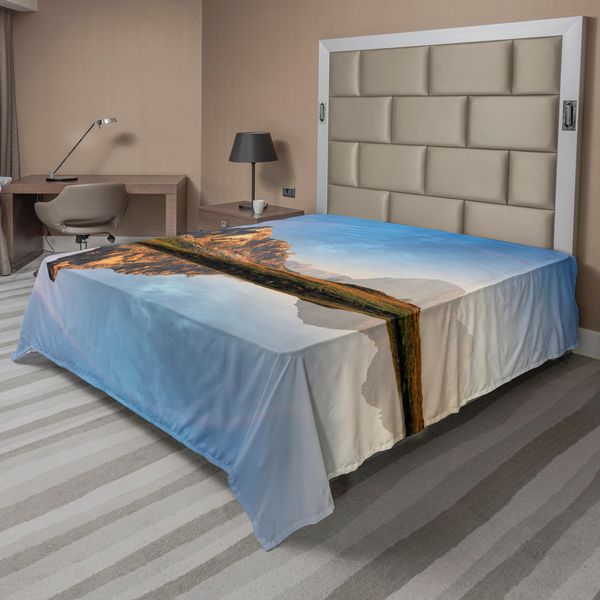 Abakuhaus Lenzuolo Paesaggio, Arcobaleno Sul Lago Di Montagna Riflesso Nell'acqua Limpida Foto Sognante Sulla Terra, Lenzuolo Morbido E Confortevole Per Un Letto Decorativo 1 Pezzo 260 Cm X 228 Cm, Multicolore-image
