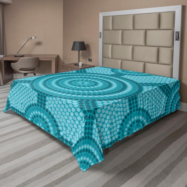 Abakuhaus Lenzuolo Verde Acqua, Pittura Astratta Con Motivi Indigeni, Stampa Artistica Culturale Indigena Antica, Lenzuolo Morbido E Confortevole Per Un Letto Decorativo, 1 Pezzo, 266 Cm X 260 Cm, Verde Acqua-image