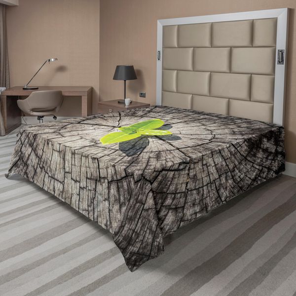 Abakuhaus Albero Della Vita Lenzuolo, Terra Con Carico Bush Saving Planet Immagine Simbolica Speranza Natura Casa, Morbido E Comodo Lenzuolo Superiore Per Un Letto Decorativo 1 Pezzo 260 Cm X 228 Cm, Marrone Verde-image