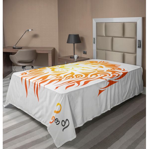 Abakuhaus Lenzuolo Astrologico, Segno Zodiacale Leone Su Sfondo Semplice Sun Mystic Lion King Tema Fai Da Te, Lenzuolo Morbido E Confortevole Per Un Letto Decorativo 1 Pezzo 190 Cm X 100 Cm, Arancione-image