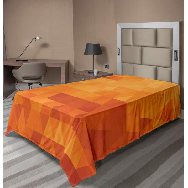 Abakuhaus Lenzuolo Arancione, Forme E Motivi A Mosaico Triangolari Con Stampa Effetto Pixel Digitale Astratto, Lenzuolo Morbido E Confortevole Per Un Letto Decorativo 1 Pezzo 260 Cm X 168 Cm, Arancione Bruciato-image