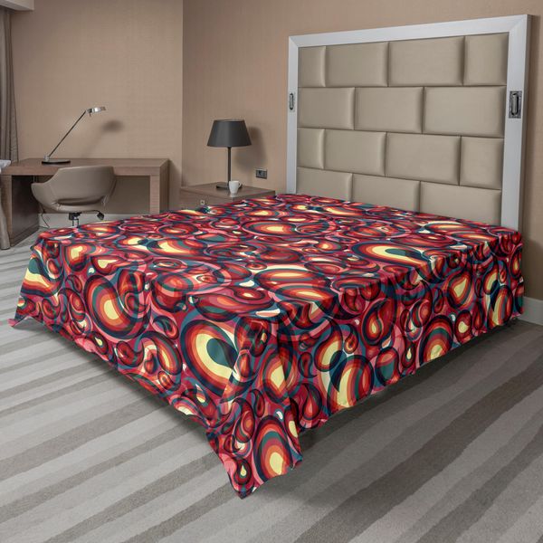 Abakuhaus Lenzuolo Paisley, Moderno Motivo Paisley Con Stampa Grafica Ispirata Allo Spirito Etnico, Morbido E Confortevole Lenzuolo Superiore Per Un Letto Decorativo 1 Pezzo 260 Cm X 228 Cm, Multicolore-image