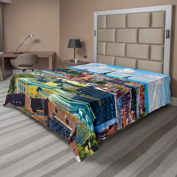 Abakuhaus Lenzuolo Europeo, Tallinn, Estonia, Antica Cattedrale Europea, Stampa Architettonica, Vista Panoramica, Lenzuolo Morbido E Confortevole Per Un Letto Decorativo, 1 Pezzo, 244 Cm X 205 Cm, Multicolore-image