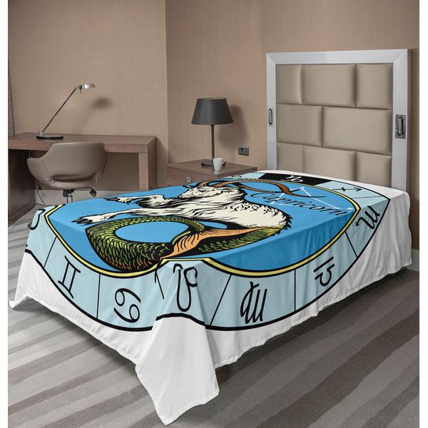 Abakuhaus Lenzuolo Astrologico, Illustrazione Antica Capricorno Icona Con Simboli Mitologia Greca Saturno Design, Lenzuolo Morbido E Confortevole Per Un Letto Decorativo 1 Pezzo 190 Cm X 100 Cm, Multicolore-image